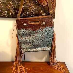 🫶🏼Myra Blue Vine Hand-Tooled Bag🫶🏼